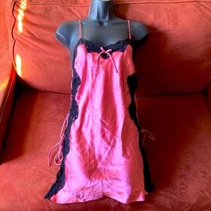 Pink & Black Lace Trim Night Gown